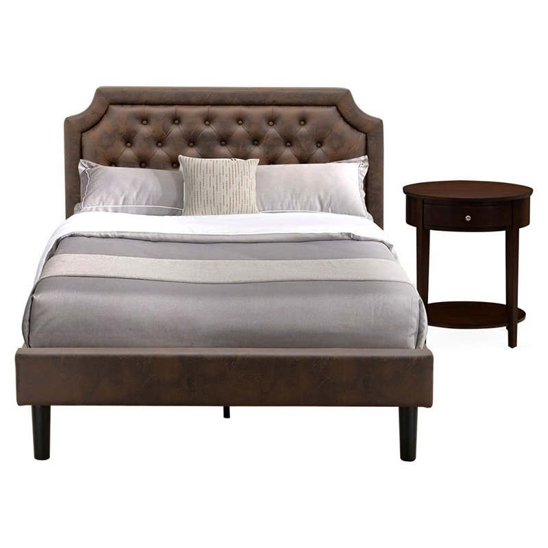 East West Furniture Granbury 2 Pieces Wooden Full Bedroom Set in Brown/Mahogany