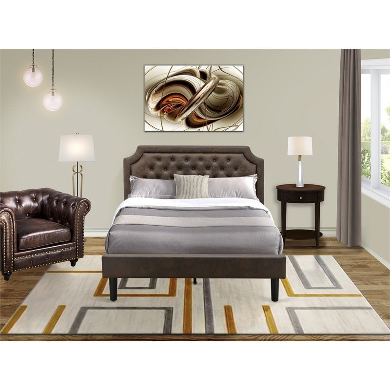 East West Furniture Granbury 2 Pieces Wood Queen Bedroom Set in Brown/Mahogany