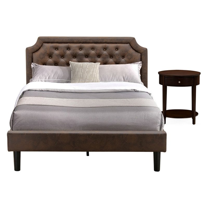 East West Furniture Granbury 2 Pieces Wood Queen Bedroom Set in Brown/Mahogany