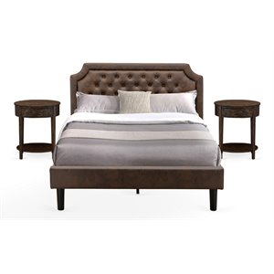 East West Furniture Granbury 3 Pieces Wood Queen Bedroom Set in Brown/Jacobean