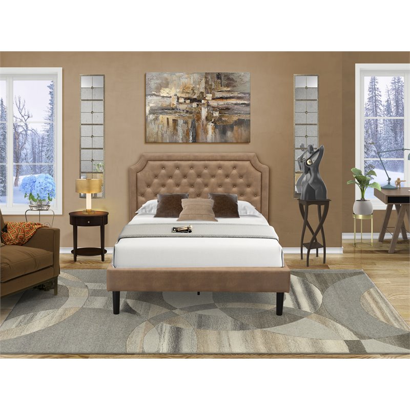 East West Furniture Granbury 2-Piece Wooden Full Bedroom Set in Brown/Mahogany