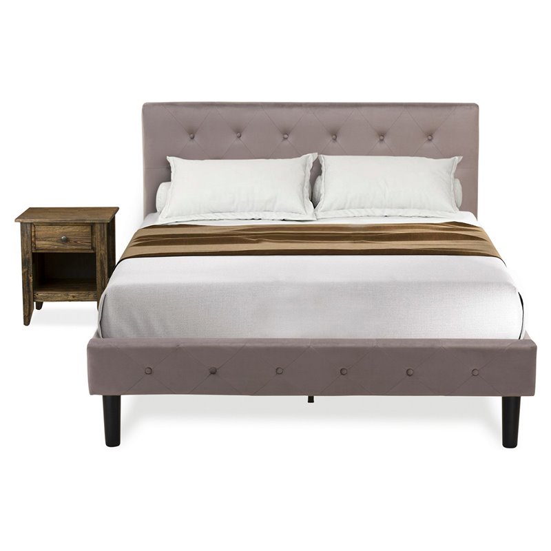 East West Furniture Nolan 2-Piece Wood Full Bedroom Set in Brown/Jacobean