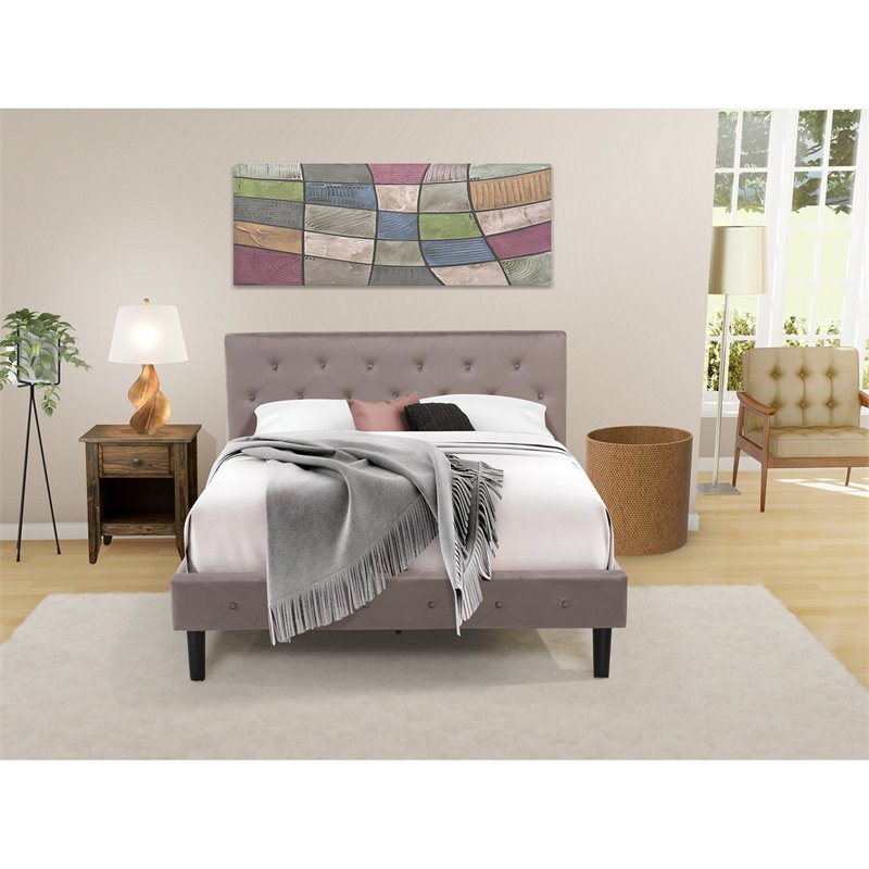 East West Furniture Nolan 2-Piece Wood Queen Bedroom Set in Brown/Jacobean