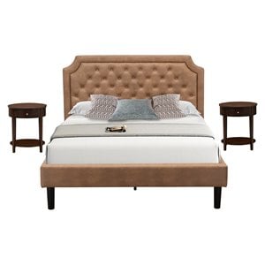 East West Furniture Granbury 3-Piece Wood Queen Bedroom Set in Mahogany/Brown