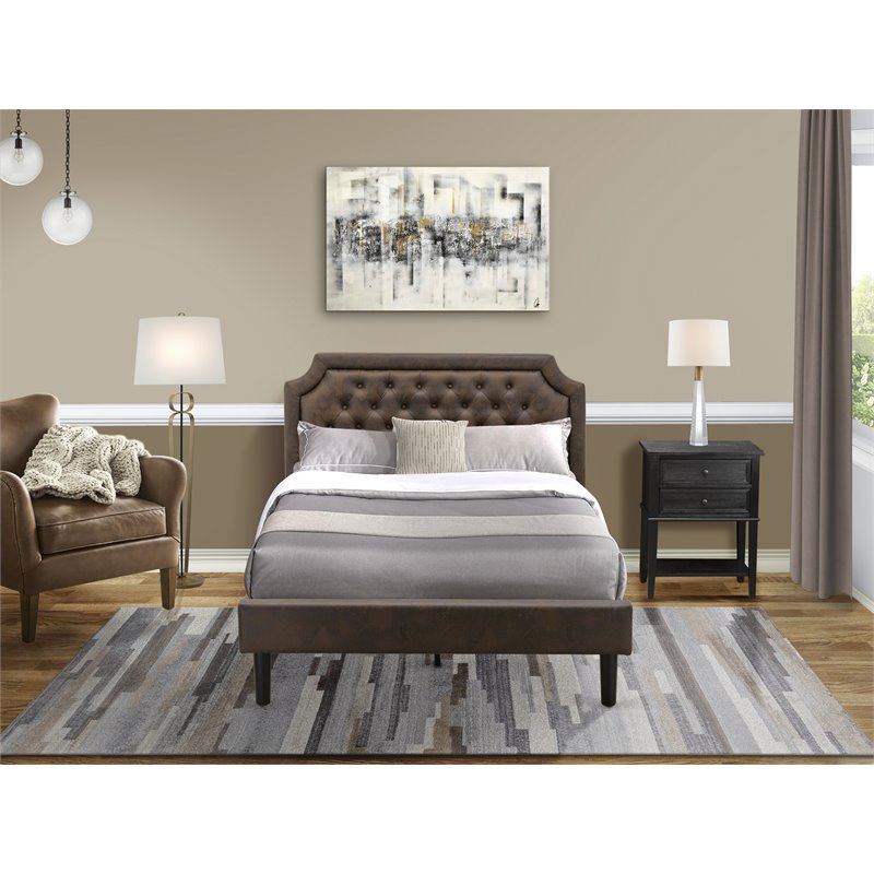 East West Furniture Granbury 2-Piece Wood Full Bedroom Set in Black/Brown