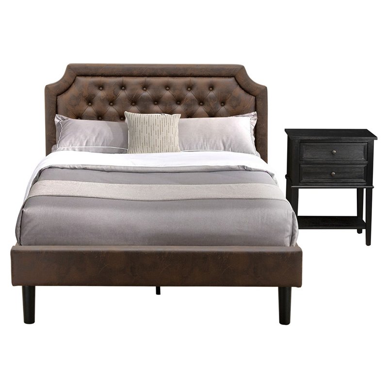 East West Furniture Granbury 2-Piece Wood Full Bedroom Set in Black/Brown
