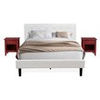 East West Furniture Nolan 3-Piece Wood Queen Bedroom Set in White and Burgundy