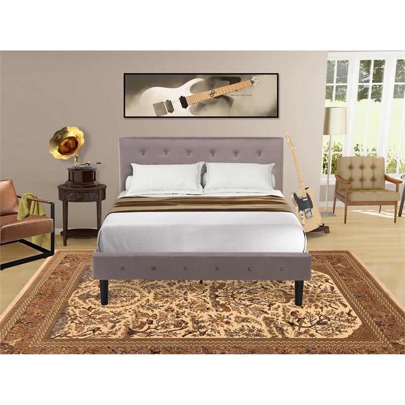 East West Furniture Nolan 2-Piece Wood Full Bedroom Set in Taupe Brown/Jacobean
