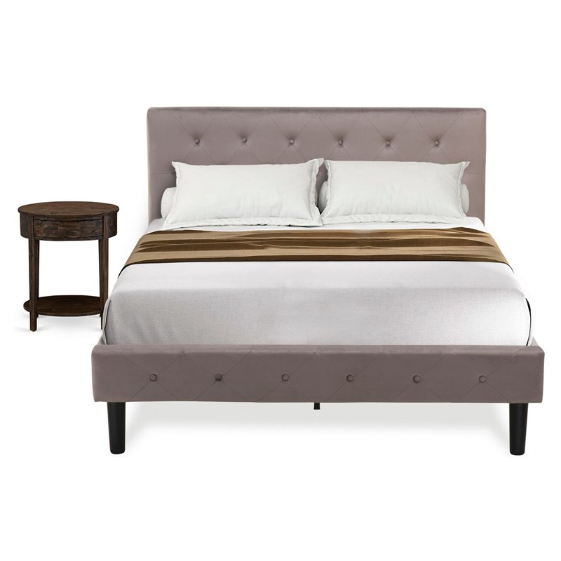 East West Furniture Nolan 2-Piece Wood Full Bedroom Set in Taupe Brown/Jacobean