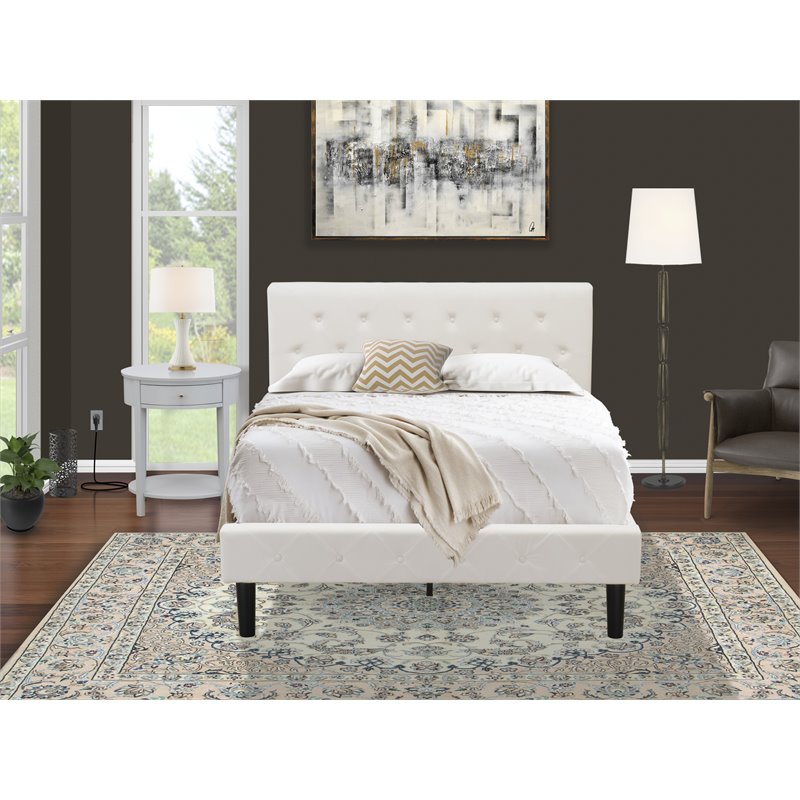 East West Furniture Nolan 2-Piece Wood Full Bedroom Set in White & Urban Gray