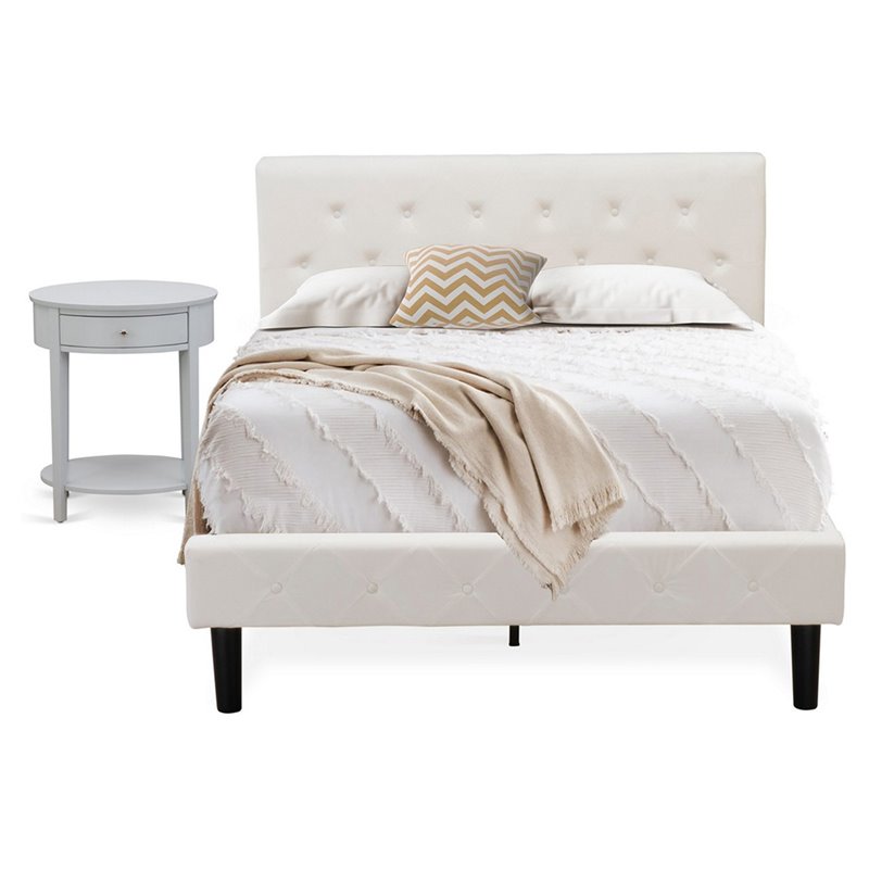 East West Furniture Nolan 2-Piece Wood Full Bedroom Set in White & Urban Gray