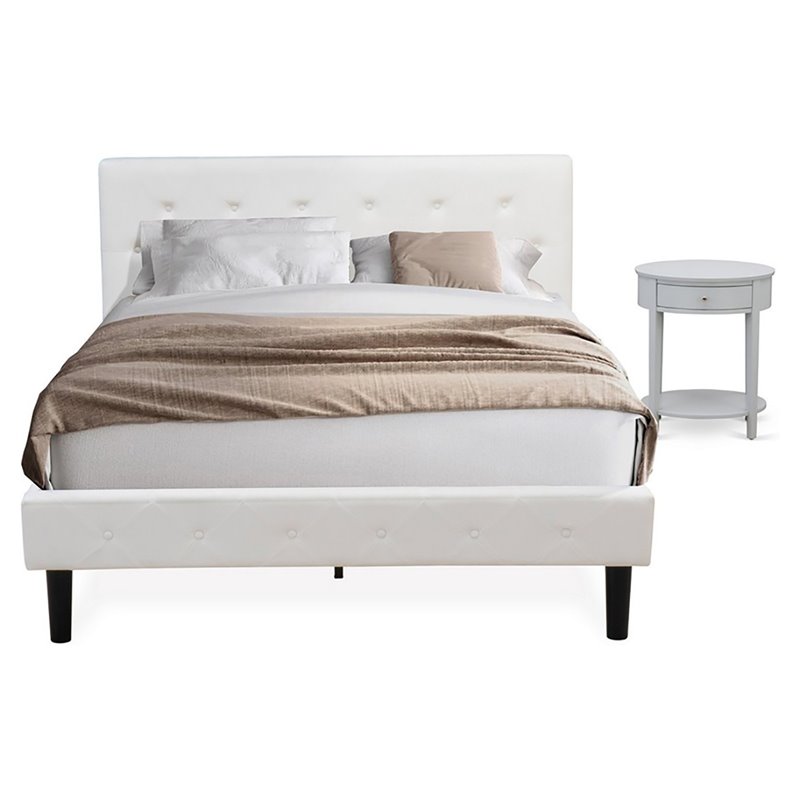 East West Furniture Nolan 2-Piece Wood Queen Bedroom Set in White & Urban Gray