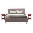 East West Furniture Nolan 3-Piece Wood King Bedroom Set in Burgundy/Brown