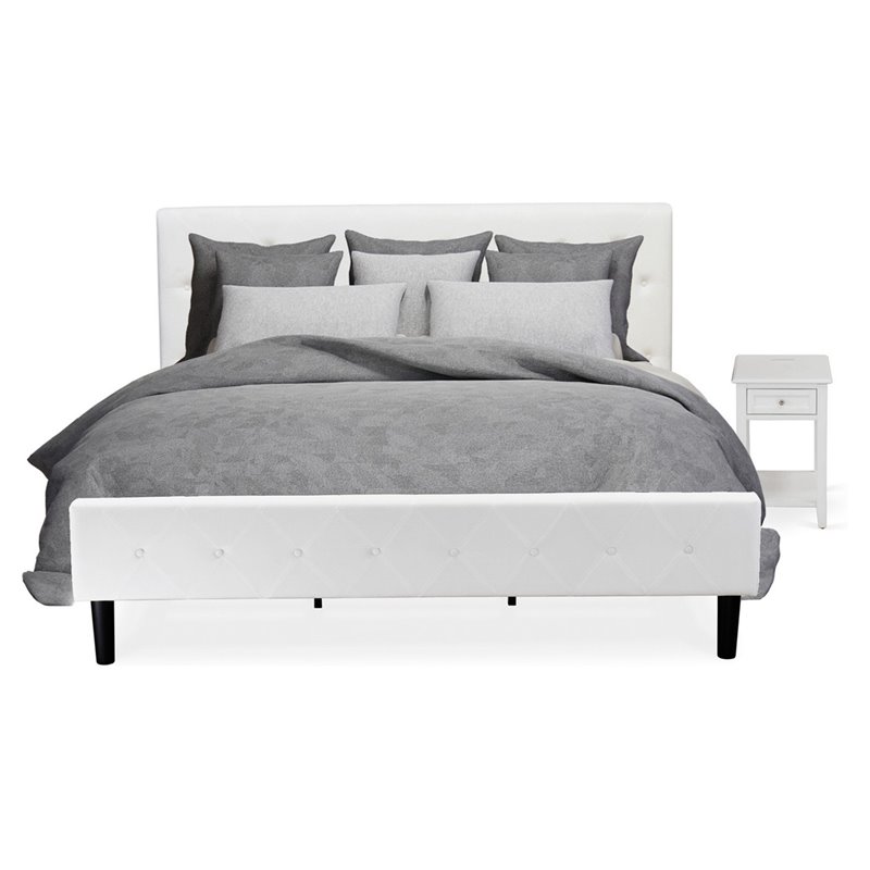 East West Furniture Nolan 2-Piece Engineered Wood King Bedroom Set in White