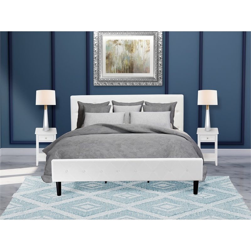 East West Furniture Nolan 3-Piece Engineered Wood King Bedroom Set in White