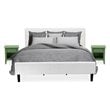 East West Furniture Nolan 3-Piece Wood King Bedroom Set in White/Clover Green