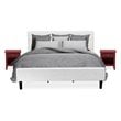East West Furniture Nolan 3-Piece Wood King Bedroom Set in White/Burgundy