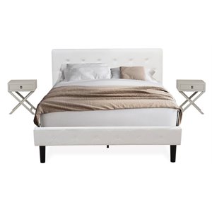 east west furniture nolan 3-piece wooden queen bedroom set in white/urban gray