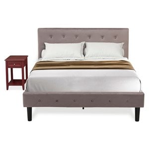 East West Furniture Nolan 2 Pieces Wood Full Bedroom Set in Brown/Burgundy