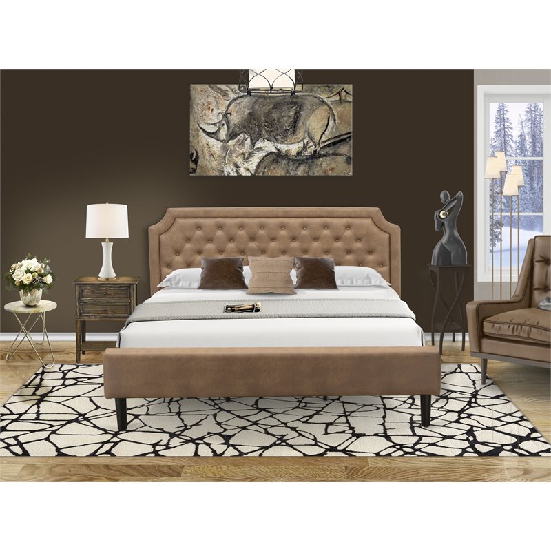 East West Furniture Granbury 2 Pieces Wooden King Bedroom Set in Brown/Jacobean