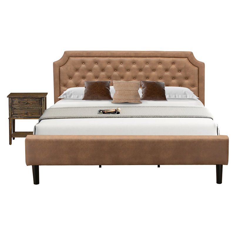 East West Furniture Granbury 2 Pieces Wooden King Bedroom Set in Brown/Jacobean