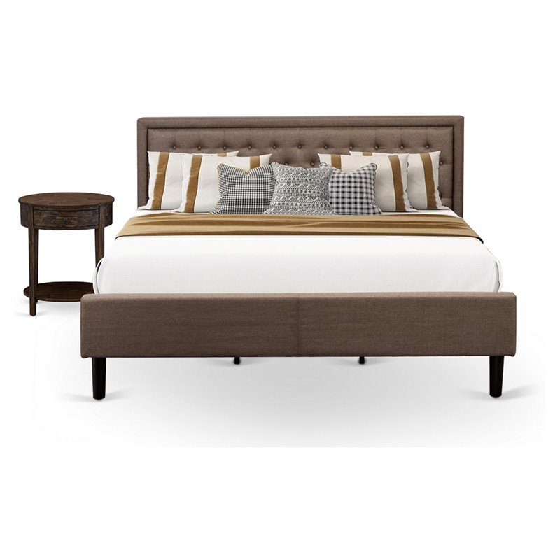 East West Furniture Kendall 2-Piece Wood King Bedroom Set in Brown/Jacobean