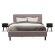 East West Furniture Nolan 3-Piece Wood King Bedroom Set in Taupe Brown/Black