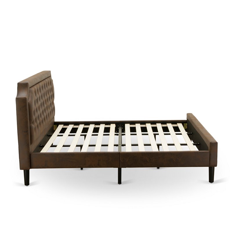 East West Furniture Granbury 3-Piece Wood King Bedroom Set in Brown & Black