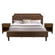 East West Furniture Granbury 3-Piece Wood King Bedroom Set in Brown & Walnut