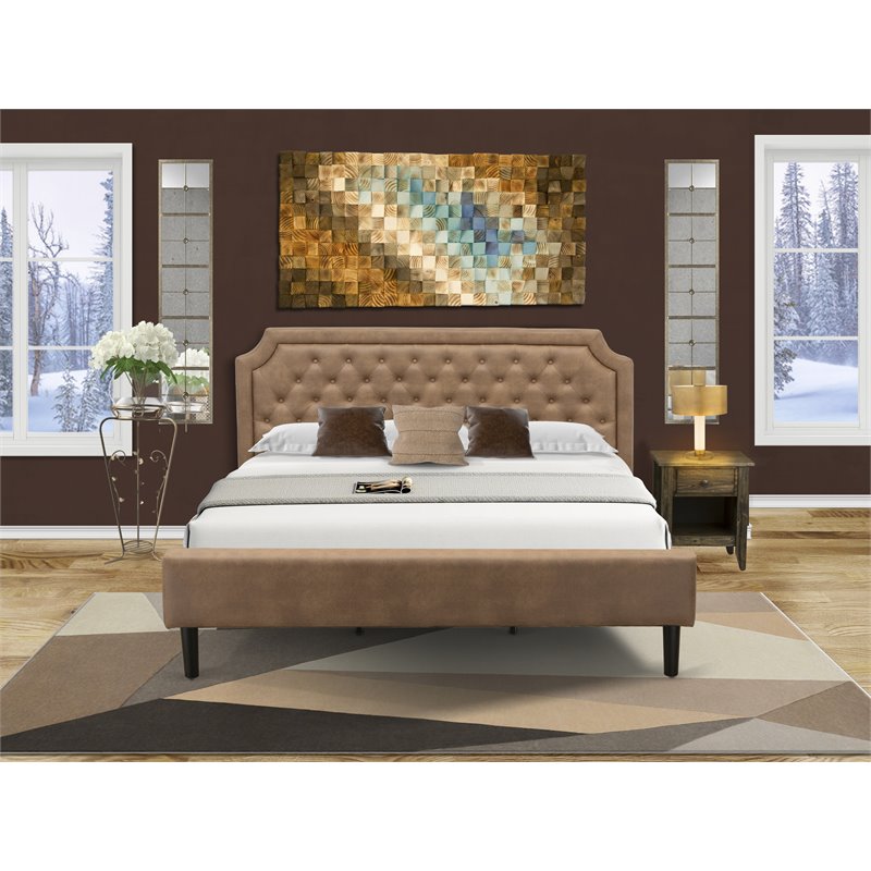 East West Furniture Granbury 2 Pieces Wood King Bedroom Set in Brown & Jacobean