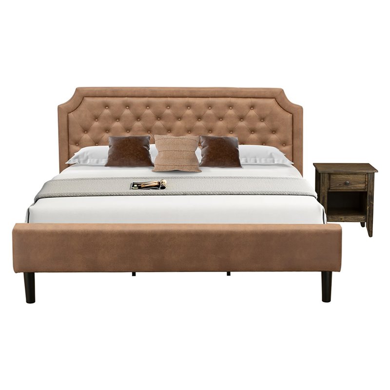 East West Furniture Granbury 2 Pieces Wood King Bedroom Set in Brown & Jacobean