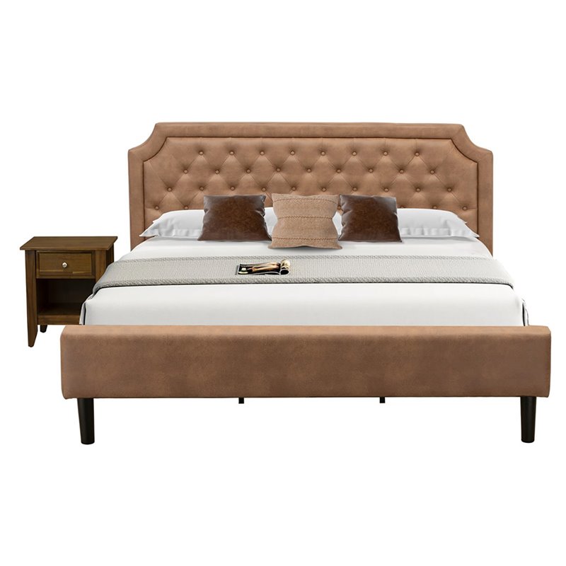 East West Furniture Granbury 2 Pieces Wood King Bedroom Set in Brown & Walnut