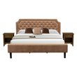 East West Furniture Granbury 3 Pieces Wood King Bedroom Set in Brown & Walnut