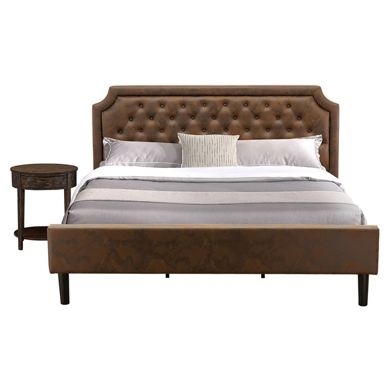 East West Furniture Granbury 2-Piece Wooden King Bedroom Set in Brown & Jacobean