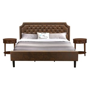 east west furniture granbury 3-piece wood king bedroom set in brown/walnut