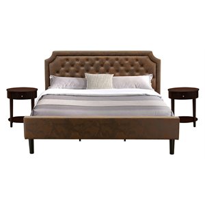 east west furniture granbury 3-piece wood king bedroom set in brown/mahogany