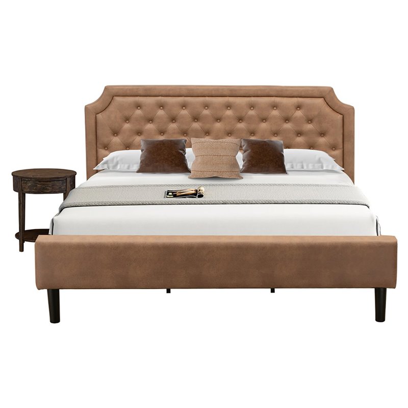 East West Furniture Granbury 2-Piece Wood King Bedroom Set in Brown/Jacobean