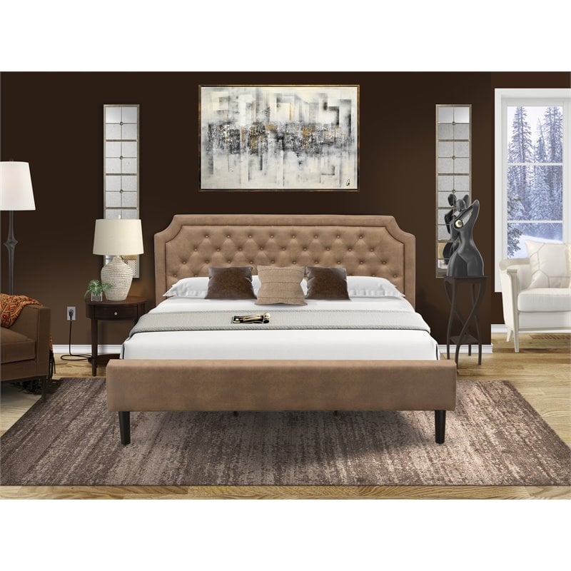 East West Furniture Granbury 2-Piece Wood King Bedroom Set in Mahogany/Brown