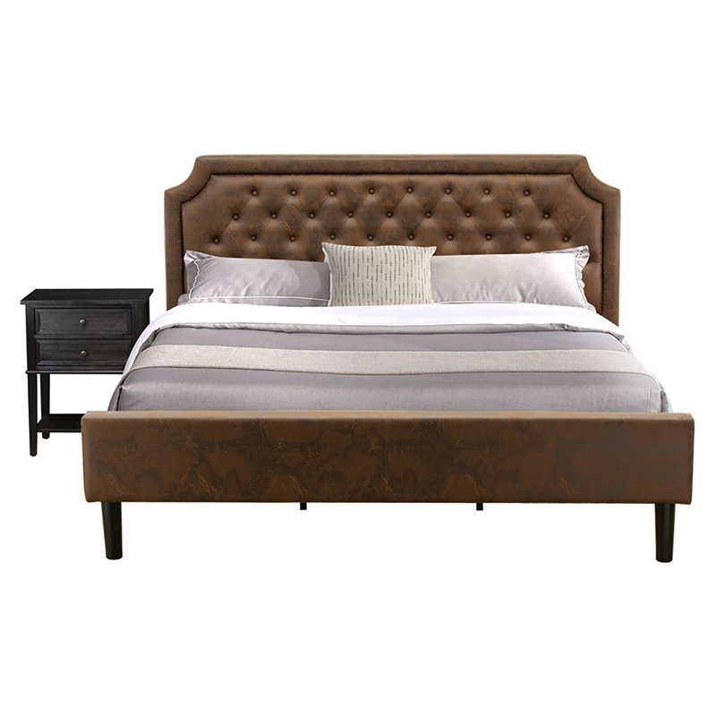 East West Furniture Granbury 2 Pieces Wood King Bedroom Set in Black