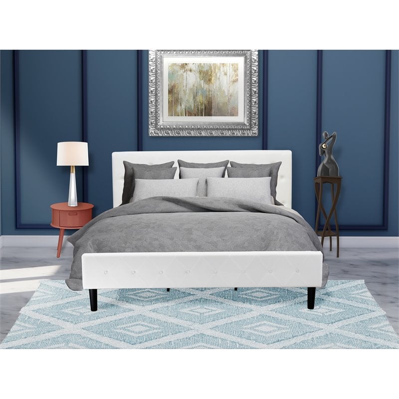 East West Furniture Nolan 2-Piece Wood King Bedroom Set in White & Burgundy