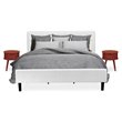 East West Furniture Nolan 3-Piece Wood King Bedroom Set in White & Burgundy