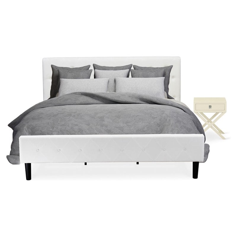 East West Furniture Nolan 2 Pieces Wood King Bedroom Set in White