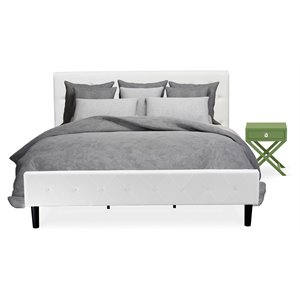 east west furniture nolan 2 pieces wood king bedroom set in white/clover green