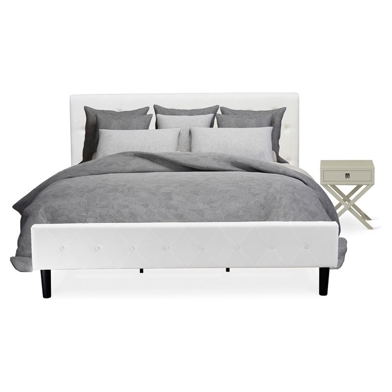 East West Furniture Nolan 2 Pieces Wood King Bedroom Set in White/Urban Gray