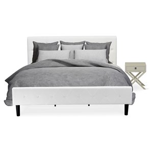 east west furniture nolan 2 pieces wood king bedroom set in white/urban gray