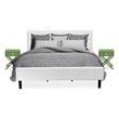 East West Furniture Nolan 3 Pieces Wood King Bedroom Set in White/Clover Green