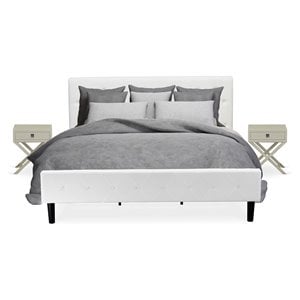 east west furniture nolan 3 pieces wood king bedroom set in white/urban gray