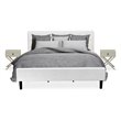 East West Furniture Nolan 3 Pieces Wood King Bedroom Set in White/Urban Gray