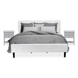 east west furniture nolan 3 pieces wooden king bedroom set in white/urban gray