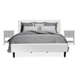 East West Furniture Nolan 3 Pieces Wooden King Bedroom Set in White/Urban Gray